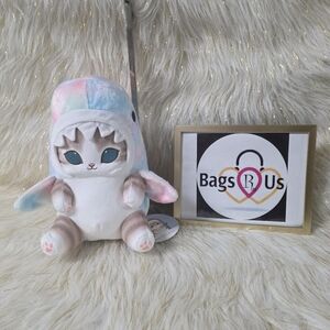 MOFUSAND ROUND 1 LARGE PLUSH TYE DYE CAT PASTEL COLORS 12 INCH TALL NWTS